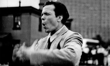 Orson Welles directing Too Much Johnson in lower Manhattan around 1938.