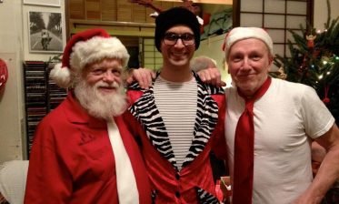 Your 3 Santas: Hovey Burgess (left), Mr. Clown (center), and yours truly